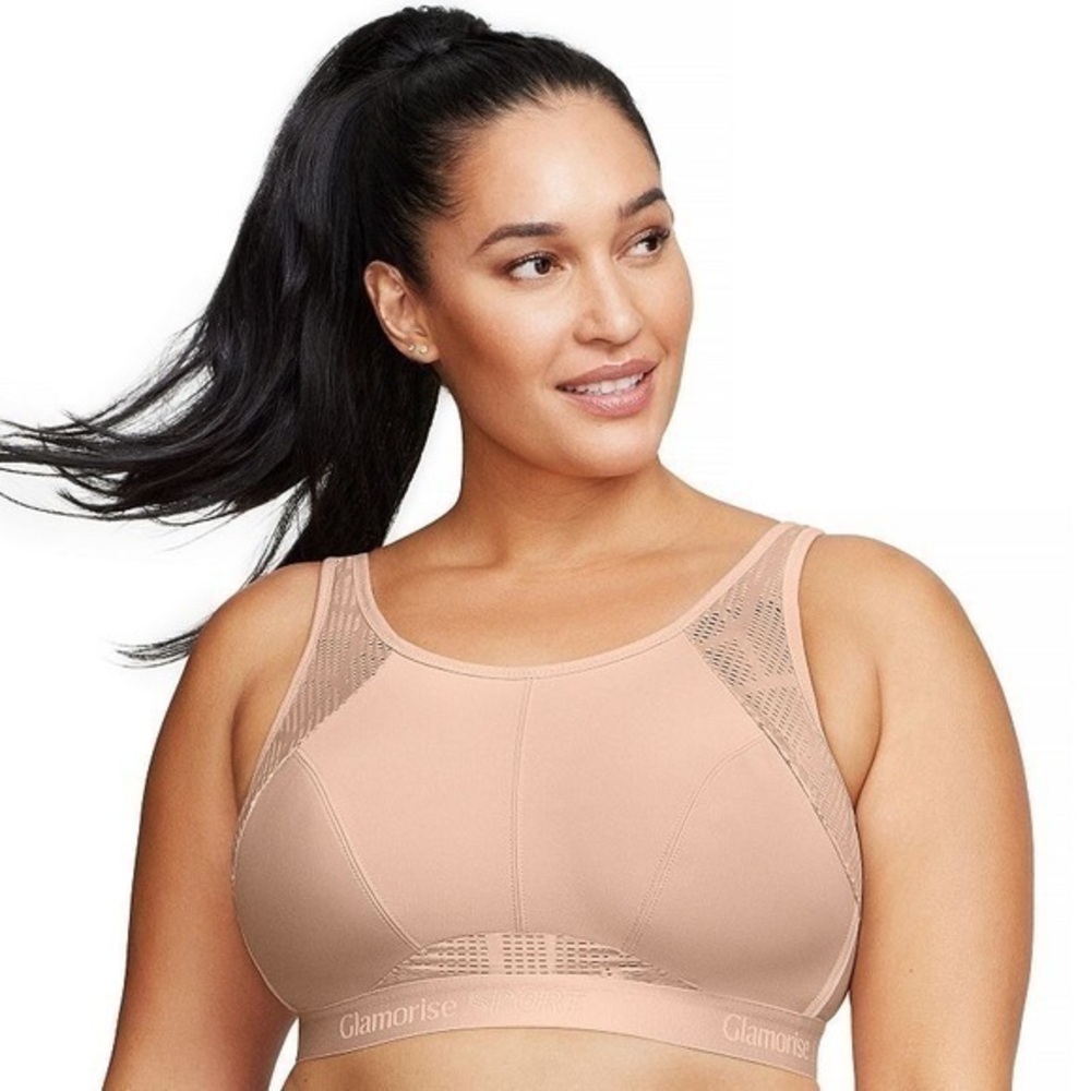Glamorise Cafe Full-Figure Wireless No-Sweat Mesh Sports Bra 1068 size 36D Large